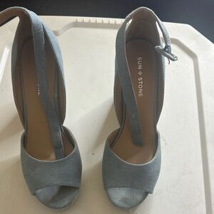 Sun + Stone Women's Denim Blue Open-Toe Heels